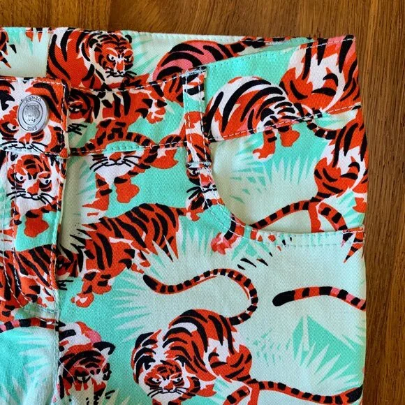 KENZO KIDS Girls Tiger Print Jeans Size 5 5T Girl EUC Tigers Safari Cotton Pants - Picture 4 of 10
